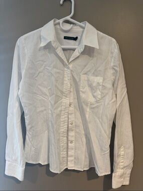 The Limited White Men's Striped Button-Down Dress Shirt